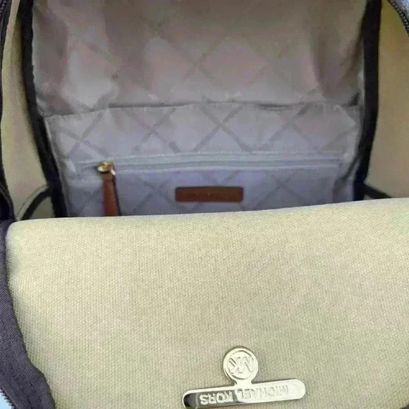 Michael Kors Backpack Medium Stripe Signature Logo Palm Green - Picture 8 of 11